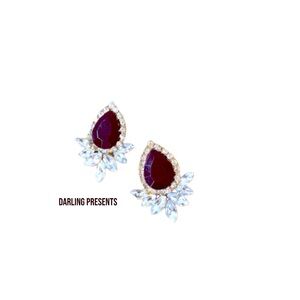 Crystal Tear Drop Earrings Women Color Black